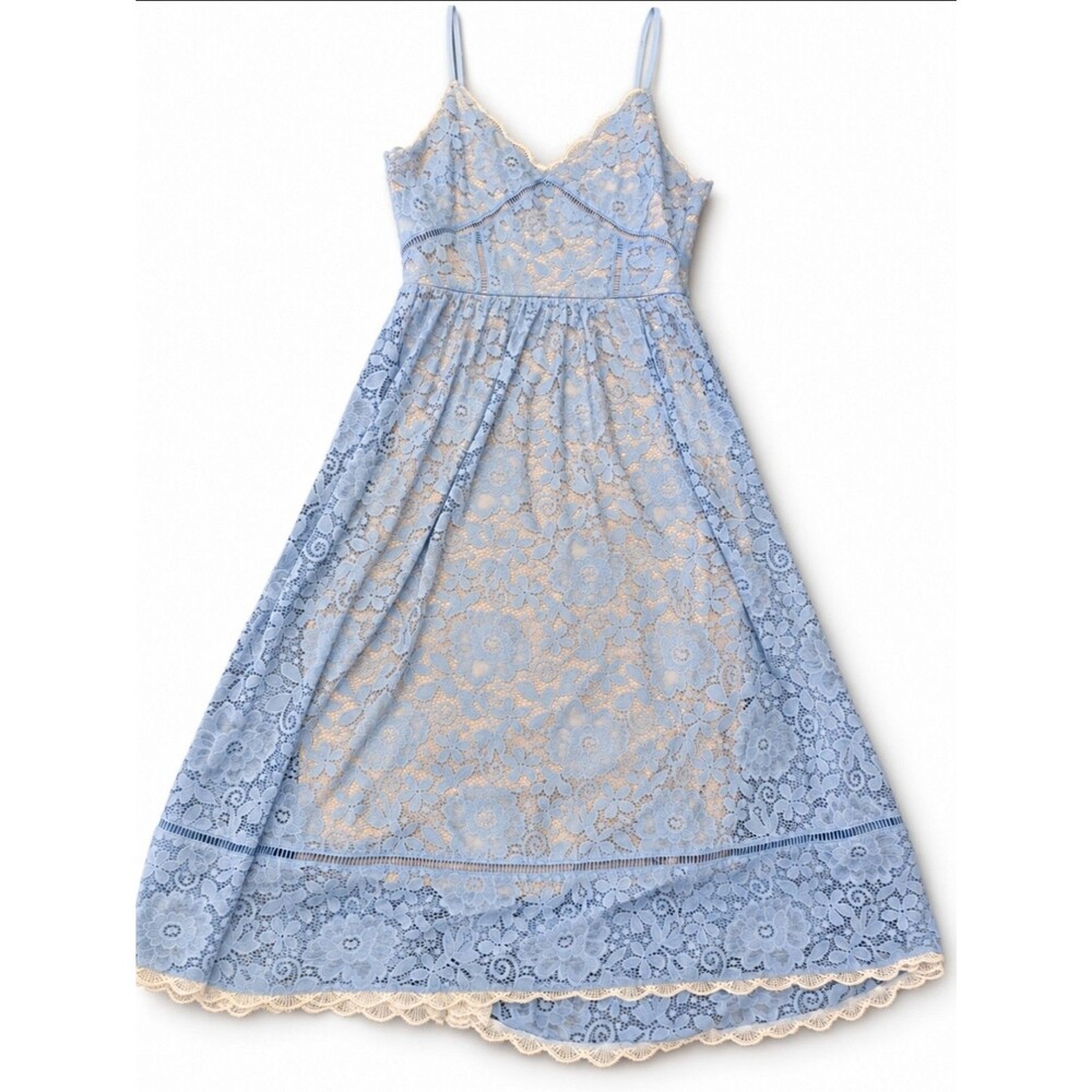 Light Blue Crochet Lace Midi Dress Size Medium